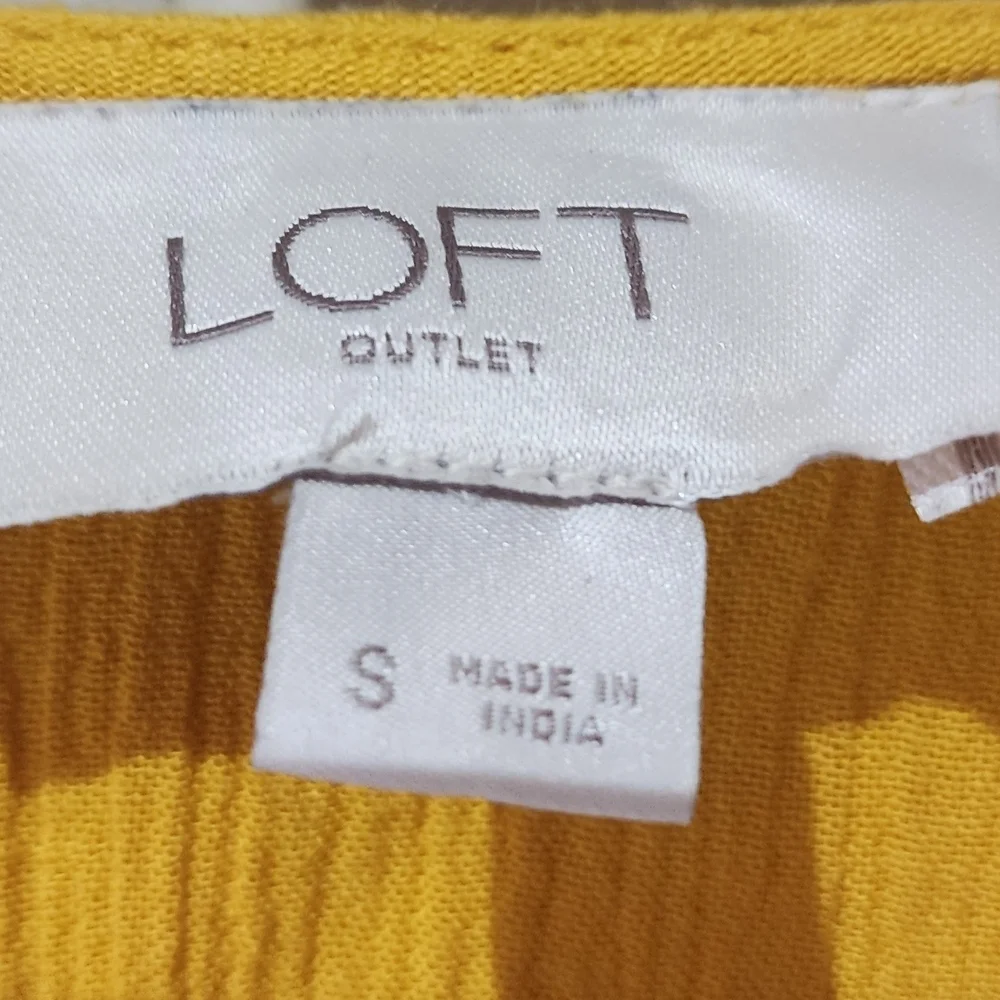 LOFT Mustard Blouse with Puff Sleeves